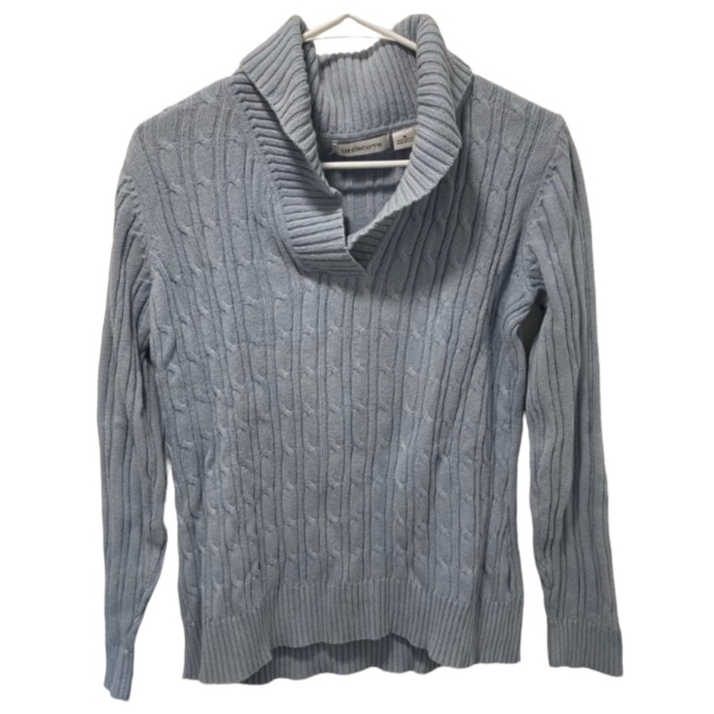 Liz Claiborne Blue Cowl Neck Sweater